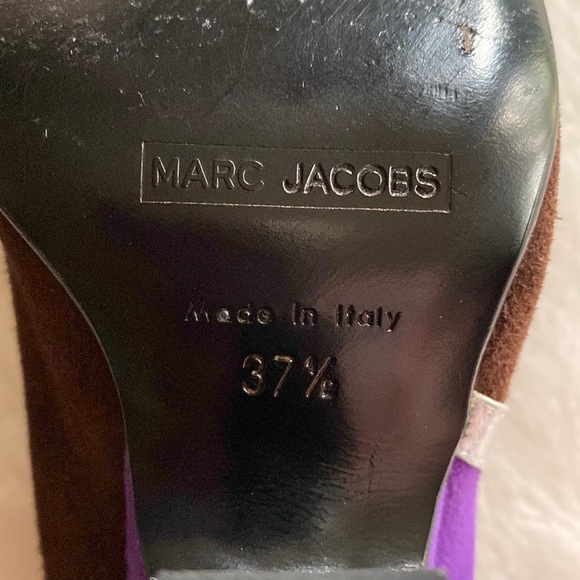 EUC MARC JACOBS Brown & Purple Mary Jane Color Block Metallic Accents Sz 37 1/2 - Picture 15 of 16